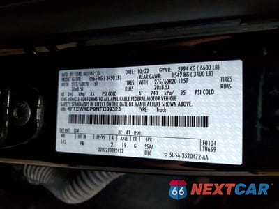 Zdjęcie 12 z 12 samochodu: 2022 FORD F150 SUPERCREW VIN:1FTEW1EP9NFC09323 - miniatura