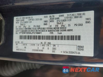 Zdjęcie 12 z 12 samochodu: 2020 FORD F150 SUPERCREW VIN:1FTEW1E5XLFC18401 - miniatura