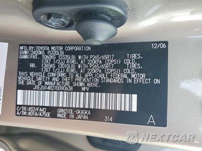 Zdjęcie 13 z 13 samochodu: 2007 TOYOTA 4RUNNER SR5 VIN:JTEZU14R270090638 - miniatura