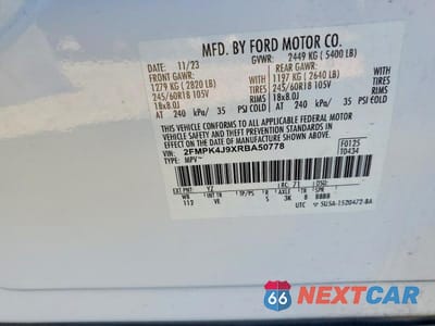 Zdjęcie 13 z 13 samochodu: 2024 FORD EDGE SEL VIN:2FMPK4J9XRBA50778 - miniatura