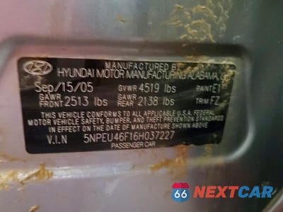 Zdjęcie 12 z 12 samochodu: 2006 HYUNDAI SONATA GLS V6 VIN:5NPEU46F16H037227 - miniatura