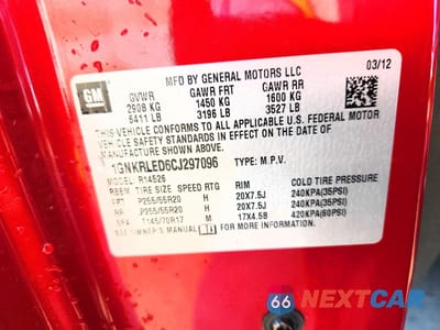 Zdjęcie 13 z 14 samochodu: 2012 CHEVROLET TRAVERSE LTZ VIN:1GNKRLED6CJ297096 - miniatura