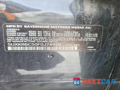 Zdjęcie 13 z 13 samochodu: 2015 BMW X5 XDRIVE50I VIN:5UXKR6C50F0J74926 - miniatura