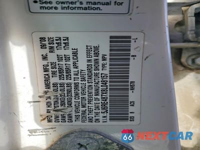 Zdjęcie 12 z 12 samochodu: 2008 HONDA CR-V EXL VIN:5J6RE487X8L048157 - miniatura