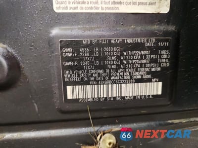 Zdjęcie 14 z 14 samochodu: 2012 SUBARU OUTBACK 2.5I PREMIUM VIN:4S4BRBCC6C3229989 - miniatura