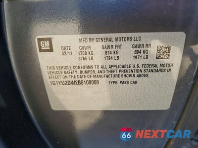 Zdjęcie 12 z 13 samochodu: 2011 CHEVROLET CORVETTE GRAND SPORT VIN:1G1YU2DW2B5108068 - miniatura