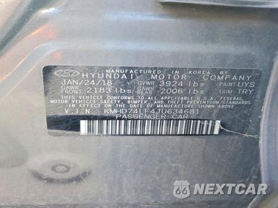 Zdjęcie 12 z 12 samochodu: 2018 HYUNDAI ELANTRA SE VIN:KMHD74LF4JU634681 - miniatura