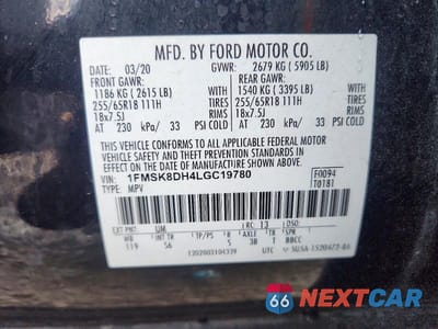 Zdjęcie 14 z 14 samochodu: 2020 FORD EXPLORER XLT VIN:1FMSK8DH4LGC19780 - miniatura