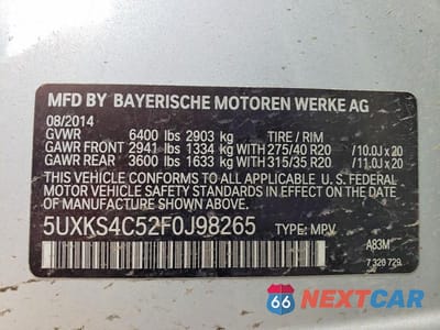 Zdjęcie 13 z 13 samochodu: 2015 BMW X5 XDRIVE35D VIN:5UXKS4C52F0J98265 - miniatura