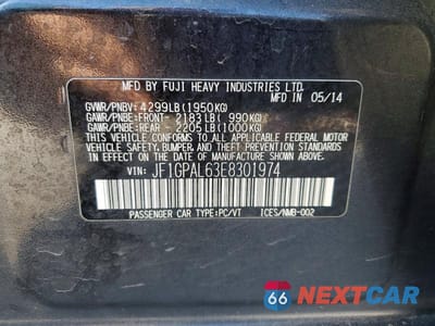 Zdjęcie 13 z 13 samochodu: 2014 SUBARU IMPREZA SPORT PREMIUM VIN:JF1GPAL63E8301974 - miniatura