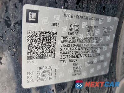 Zdjęcie 12 z 12 samochodu: 2019 GMC CANYON SLT VIN:1GTG5DEN7K1171305 - miniatura