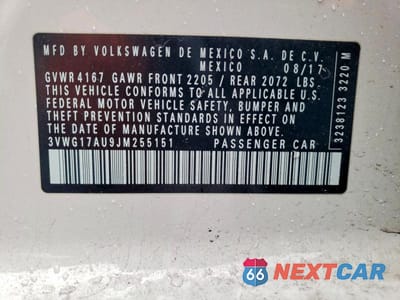 Zdjęcie 12 z 12 samochodu: 2018 VOLKSWAGEN GOLF S VIN:3VWG17AU9JM255151 - miniatura