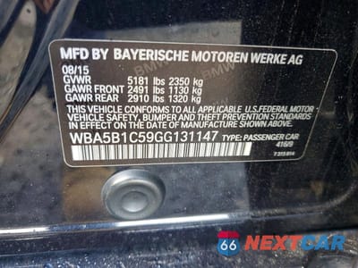 Zdjęcie 13 z 13 samochodu: 2016 BMW 535 I VIN:WBA5B1C59GG131147 - miniatura
