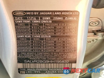Zdjęcie 13 z 13 samochodu: 2017 LAND ROVER RANGE ROVER EVOQUE HSE VIN:SALVR2BG9HH195832 - miniatura