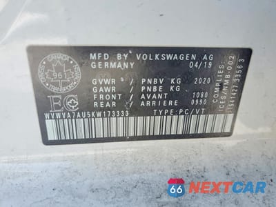 Zdjęcie 12 z 12 samochodu: 2019 VOLKSWAGEN GOLF R VIN:WVWVA7AU5KW173333 - miniatura