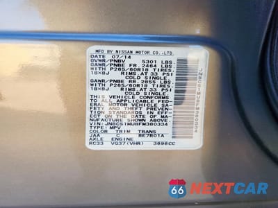 Zdjęcie 13 z 14 samochodu: 2015 INFINITI QX70 BASE VIN:JN8CS1MU8FM380334 - miniatura