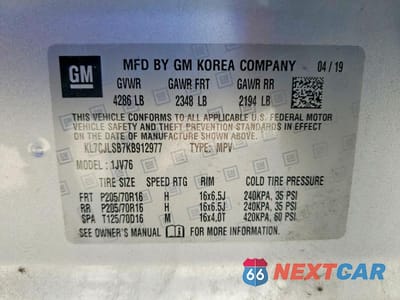 Zdjęcie 13 z 13 samochodu: 2019 CHEVROLET TRAX 1LT VIN:KL7CJLSB7KB912977 - miniatura