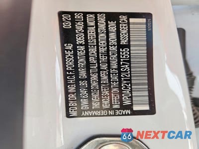 Zdjęcie 12 z 12 samochodu: 2020 PORSCHE TAYCAN TURBO VIN:WP0AC2Y12LSA71555 - miniatura