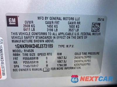 Zdjęcie 14 z 14 samochodu: 2014 CHEVROLET TRAVERSE LT VIN:1GNKRHKD4EJ373189 - miniatura
