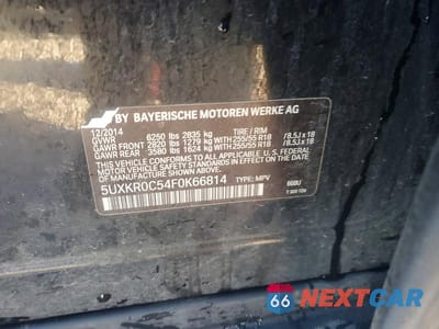 Zdjęcie 14 z 14 samochodu: 2015 BMW X5 XDRIVE35I VIN:5UXKR0C54F0K66814 - miniatura
