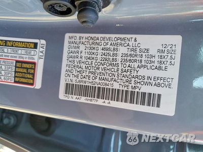 Zdjęcie 13 z 14 samochodu: 2022 HONDA CR-V EX VIN:5J6RW1H52NA008415 - miniatura