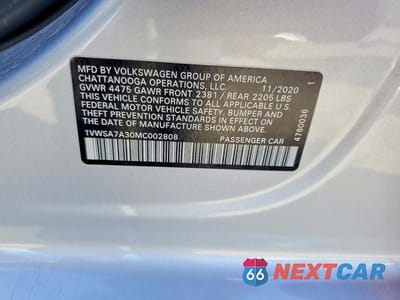 Zdjęcie 20 z 21 samochodu: 2021 VOLKSWAGEN PASSAT SE VIN:1VWSA7A30MC002808 - miniatura