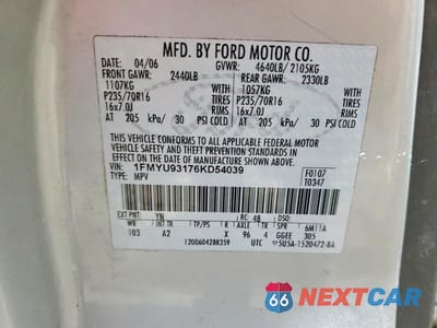 Zdjęcie 13 z 13 samochodu: 2006 FORD ESCAPE XLT VIN:1FMYU93176KD54039 - miniatura
