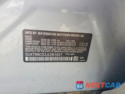 Zdjęcie 12 z 12 samochodu: 2018 BMW X3 XDRIVE30I VIN:5UXTR9C53JLD61657 - miniatura