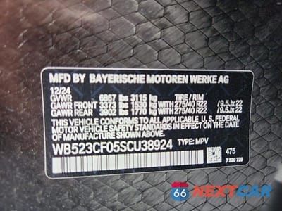 Zdjęcie 14 z 14 samochodu: 2025 BMW IX XDRIVE50 VIN:WB523CF05SCU38924 - miniatura