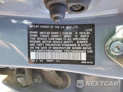 Zdjęcie 12 z 12 samochodu: 2019 HONDA CIVIC EX VIN:SHHFK7H62KU208499 - miniatura