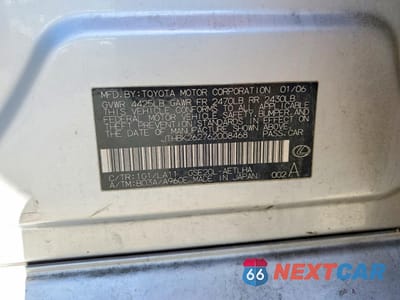 Zdjęcie 12 z 13 samochodu: 2006 LEXUS IS 250 BASE VIN:JTHBK262762008468 - miniatura