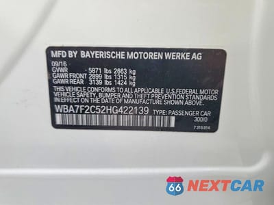 Zdjęcie 12 z 12 samochodu: 2017 BMW 750 XI VIN:WBA7F2C52HG422139 - miniatura