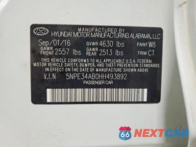 Zdjęcie 12 z 12 samochodu: 2017 HYUNDAI SONATA LIMITED 2.0T VIN:5NPE34AB0HH493892 - miniatura
