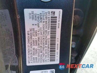 Zdjęcie 12 z 12 samochodu: 2023 HONDA CIVIC SPORT VIN:2HGFE2F58PH516172 - miniatura