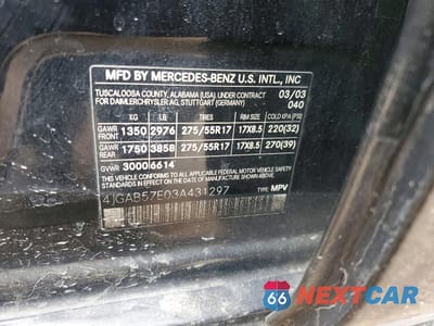 Zdjęcie 13 z 13 samochodu: 2003 MERCEDES-BENZ ML 350 VIN:4JGAB57E03A431297 - miniatura