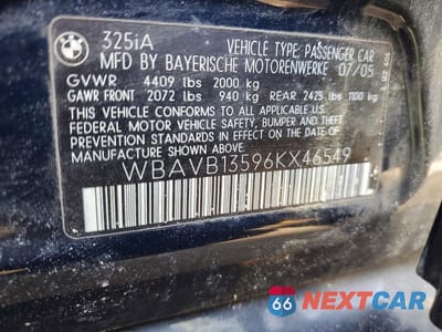 Zdjęcie 12 z 12 samochodu: 2006 BMW 325 I VIN:WBAVB13596KX46549 - miniatura