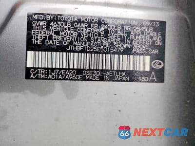 Zdjęcie 12 z 12 samochodu: 2014 LEXUS IS 250 VIN:JTHBF1D25E5015479 - miniatura