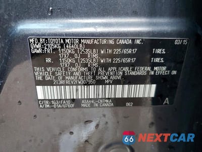 Zdjęcie 12 z 12 samochodu: 2015 TOYOTA RAV4 XLE VIN:2T3RFREV2FW307950 - miniatura