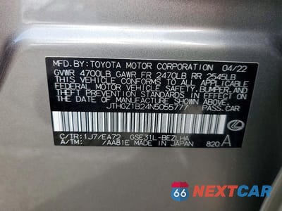 Zdjęcie 12 z 12 samochodu: 2022 LEXUS IS 350 F SPORT VIN:JTHGZ1B24N5055777 - miniatura