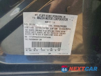 Zdjęcie 12 z 12 samochodu: 2004 MAZDA 6 S VIN:1YVFP84D245N93686 - miniatura