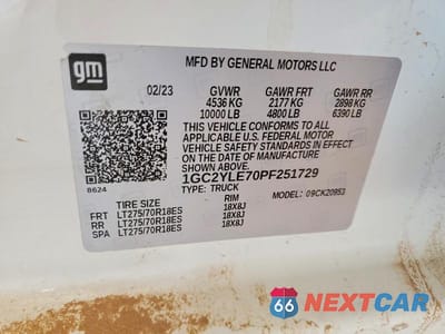 Zdjęcie 12 z 12 samochodu: 2023 CHEVROLET SILVERADO K2500 HEAVY DUTY VIN:1GC2YLE70PF251729 - miniatura