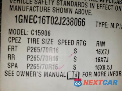 Zdjęcie 14 z 14 samochodu: 2002 CHEVROLET SUBURBAN C VIN:1GNEC16T02J238066 - miniatura