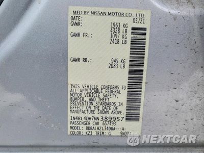 Zdjęcie 13 z 13 samochodu: 2021 NISSAN ALTIMA 2.5 SV VIN:1N4BL4DV7MN389957 - miniatura