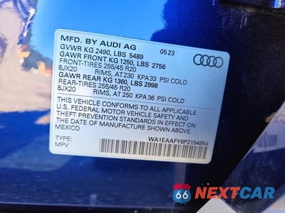 Zdjęcie 13 z 13 samochodu: 2023 AUDI Q5 PREMIUM PLUS 45 VIN:WA1EAAFY6P2154954 - miniatura