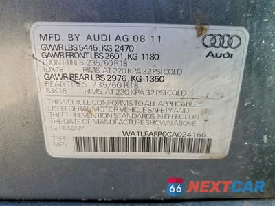 Zdjęcie 13 z 13 samochodu: 2012 AUDI Q5 PREMIUM PLUS VIN:WA1LFAFP0CA024166 - miniatura
