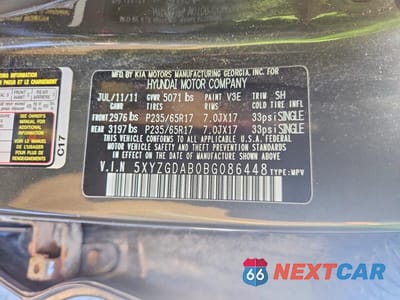 Zdjęcie 13 z 13 samochodu: 2011 HYUNDAI SANTA FE GLS VIN:5XYZGDAB0BG086448 - miniatura