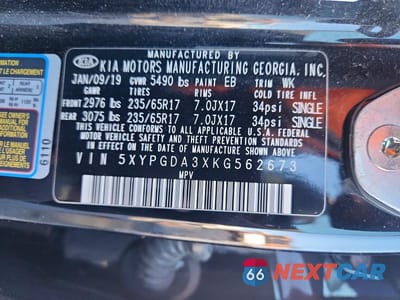 Zdjęcie 13 z 13 samochodu: 2019 KIA SORENTO LX VIN:5XYPGDA3XKG562673 - miniatura