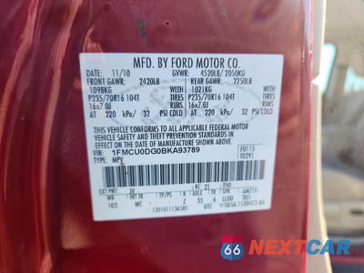 Zdjęcie 12 z 12 samochodu: 2011 FORD ESCAPE XLT VIN:1FMCU0DG0BKA93789 - miniatura
