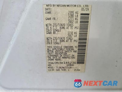 Zdjęcie 13 z 13 samochodu: 2019 NISSAN MURANO VIN:5N1AZ2MS7KN146236 - miniatura