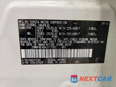 Zdjęcie 12 z 12 samochodu: 2017 TOYOTA RAV4 XLE VIN:JTMRFREV6HJ111592 - miniatura